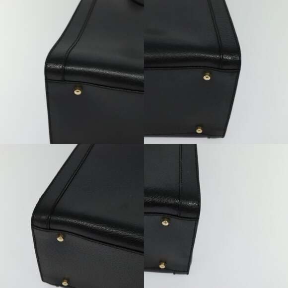 GUCCI Bamboo Hand Bag Leather Black Gold 002 002 - Picture 10 of 12